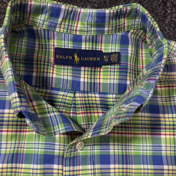 Ralph Lauren Plaid Button-Down Shirt Men’s XL Green/Blue Multicolor - Picture 3 of 5